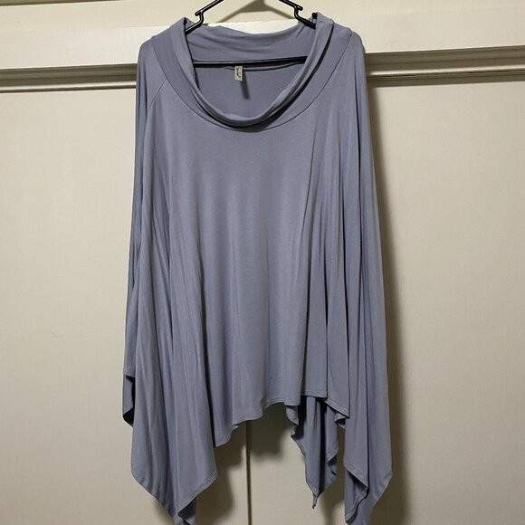Isaac Liev blue/gray poncho style top, size XL/1X - Picture 1 of 8